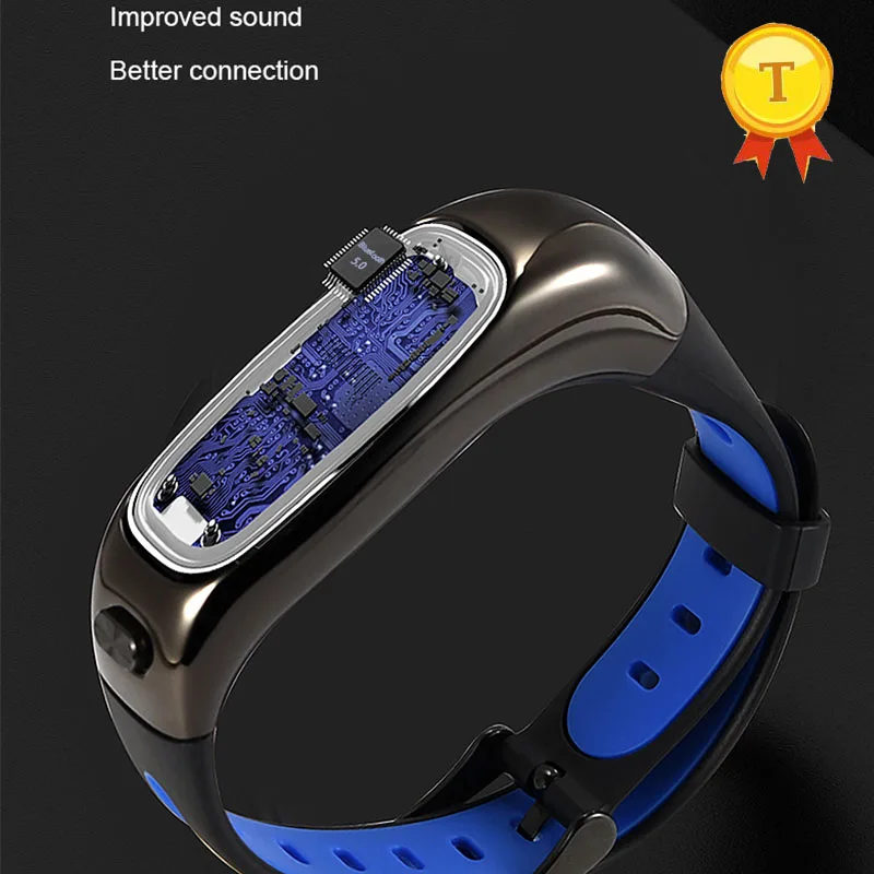 Сердечный ритм SmartWatch Bluetooth гарнитура цветная повязка Водонепроницаемый Смарт Браслет наушники датчик кровяного давления анти-потерянный