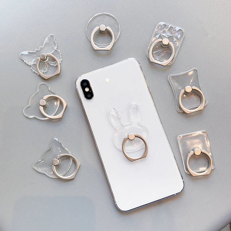 phone stand for car ​Universal Mobile Phone Holder Stand Finger Ring Magnetic For cute Cell Smart Phone Transparent holder for iphone 11 12 XS MAX mobile phone stands for vehicle