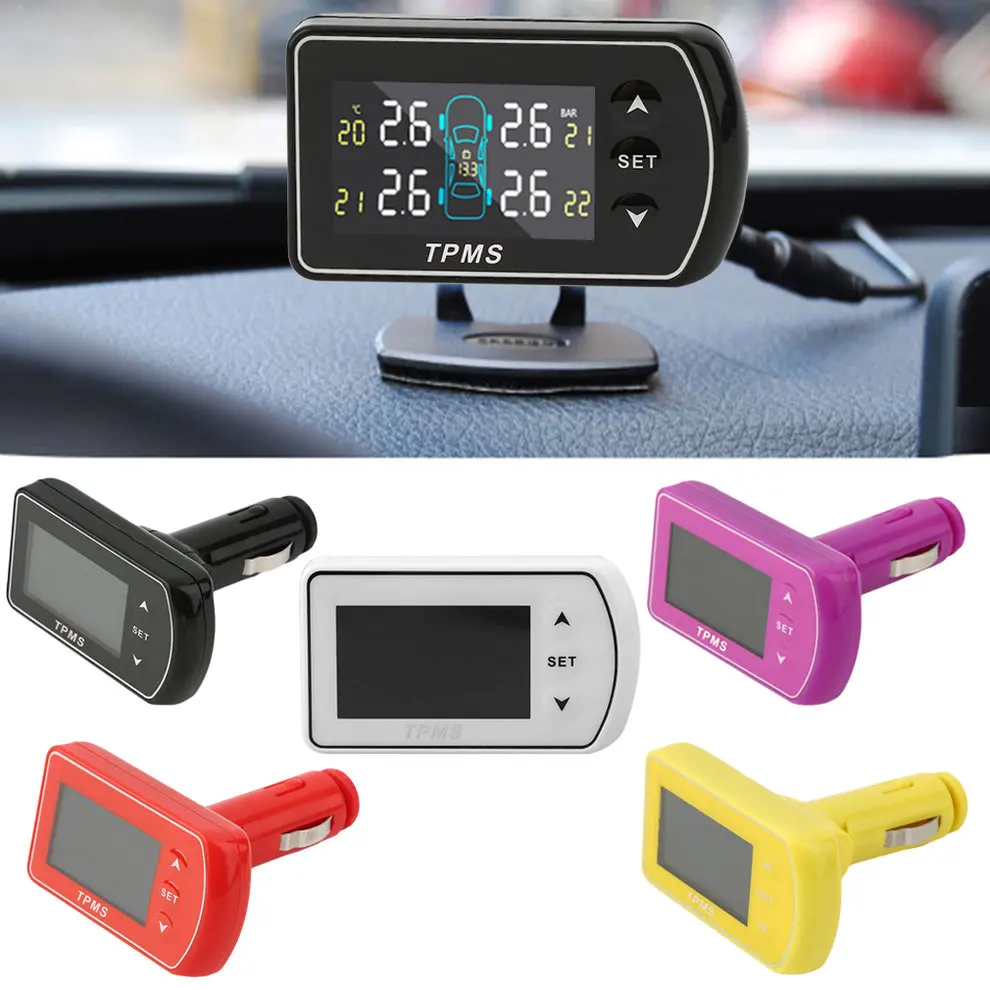 

Hot! 4 Colors Tire Pressure Monitor System + 4 External Sensors LCD Display GT02-T02 New And High Quality
