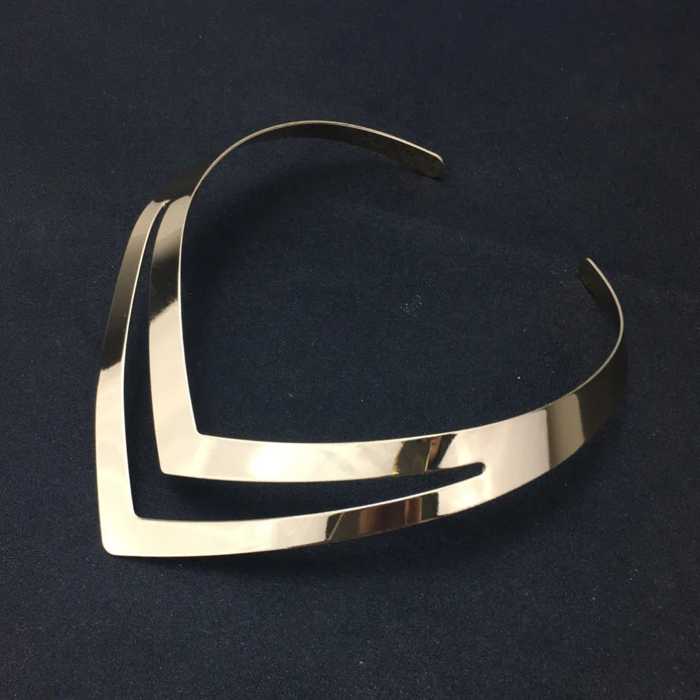 

Geometry Gold Color Alloy Torques Chokers Fashion Statement Bib Collar Necklaces For Women Dress Accessories #1193