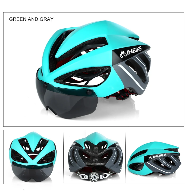 INBIKE велосипедный шлем, велосипедный шлем, магнитные очки для горной дороги, велосипедные шлемы, солнцезащитные очки, велосипедные очки, 3 линзы, велосипедный шлем