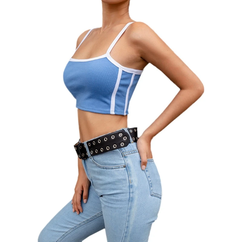 Открытая спина синий женский короткий соблазнительный u-образный вырез Camis летние свободные укороченные женские безрукавки вечерние жилеты