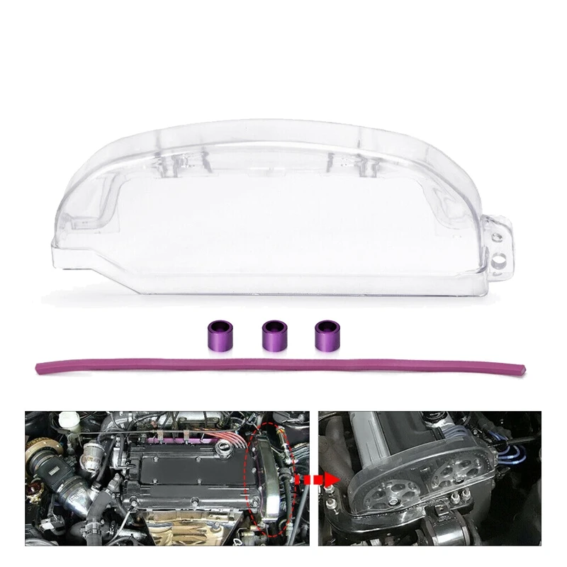 Clear Cam Gear Timing Belt Cover For Mitsubishi Eclipse 4G63 Turbo RVR EVO1 2 3 
