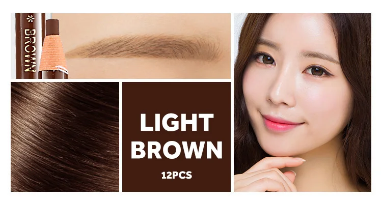 Light brown 5 цветов, брендовый карандаш для бровей, водостойкая микроблейдинг ручка, стойкий усилитель бровей, легко носить, для бровей, ТИНТ, краситель, инструменты для макияжа - Цвет: Light brown