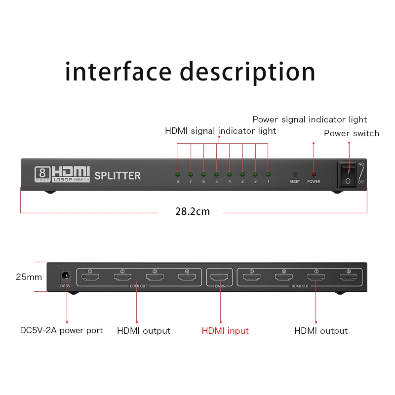 HDMI сплиттер HDCP 4K 1x2 1 в 2 out усилитель сигнала мощности 1080P 3D 1x4 аудио сплиттер HDMI конвертер 1x8 HDMI адаптер