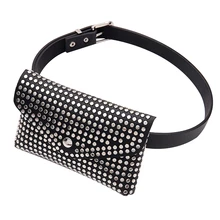 Искусственная кожа Праздничная сумка-кошелек сумка для мобильного телефона Дамская мини-Женская поясная сумка с заклепками для путешествий модные вечерние поясные сумки