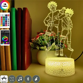 

App Control Home Decoration Model 3D LED Night Light Cool Anime Naruto Figure 7 Colors Touch Optical Illusion Arcylic Table Lamp