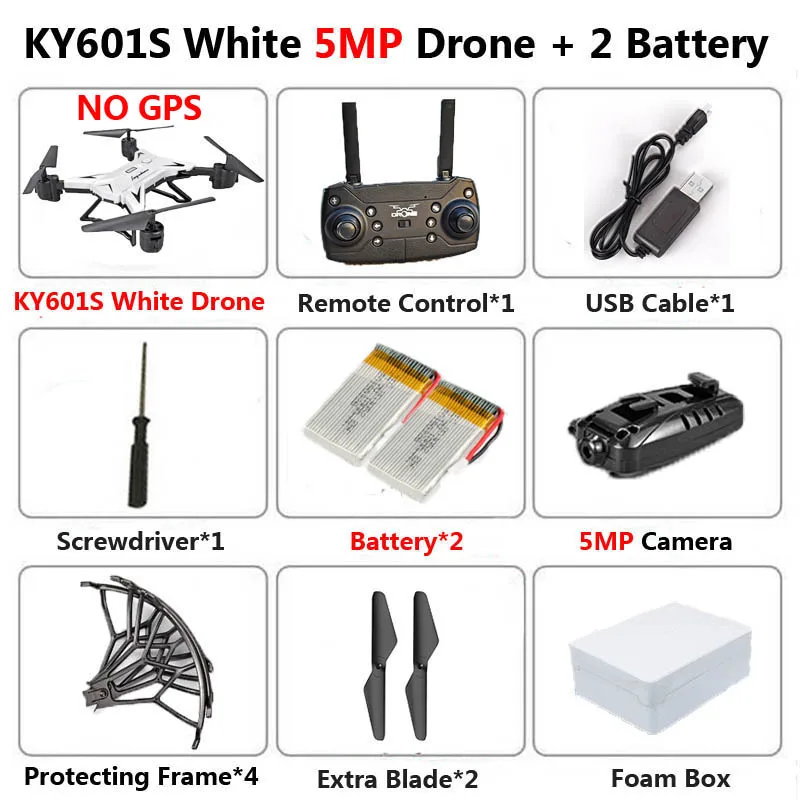 KY601S 5MP W 2B KY601G KY601S Профессиональный Дрон с камерой 4K HD 5G WiFi gps FPV дистанционное управление расстояние 2 км RC Квадрокоптер вертолет детские игрушки - Цвет: KY601S 5MP W 2B