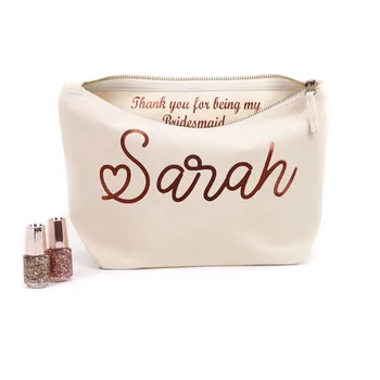 

personalized bridal party Monogram Makeup Bag Graduation bag rose gold Mother's day Cosmetic Bag maid of honor proposal toiletry