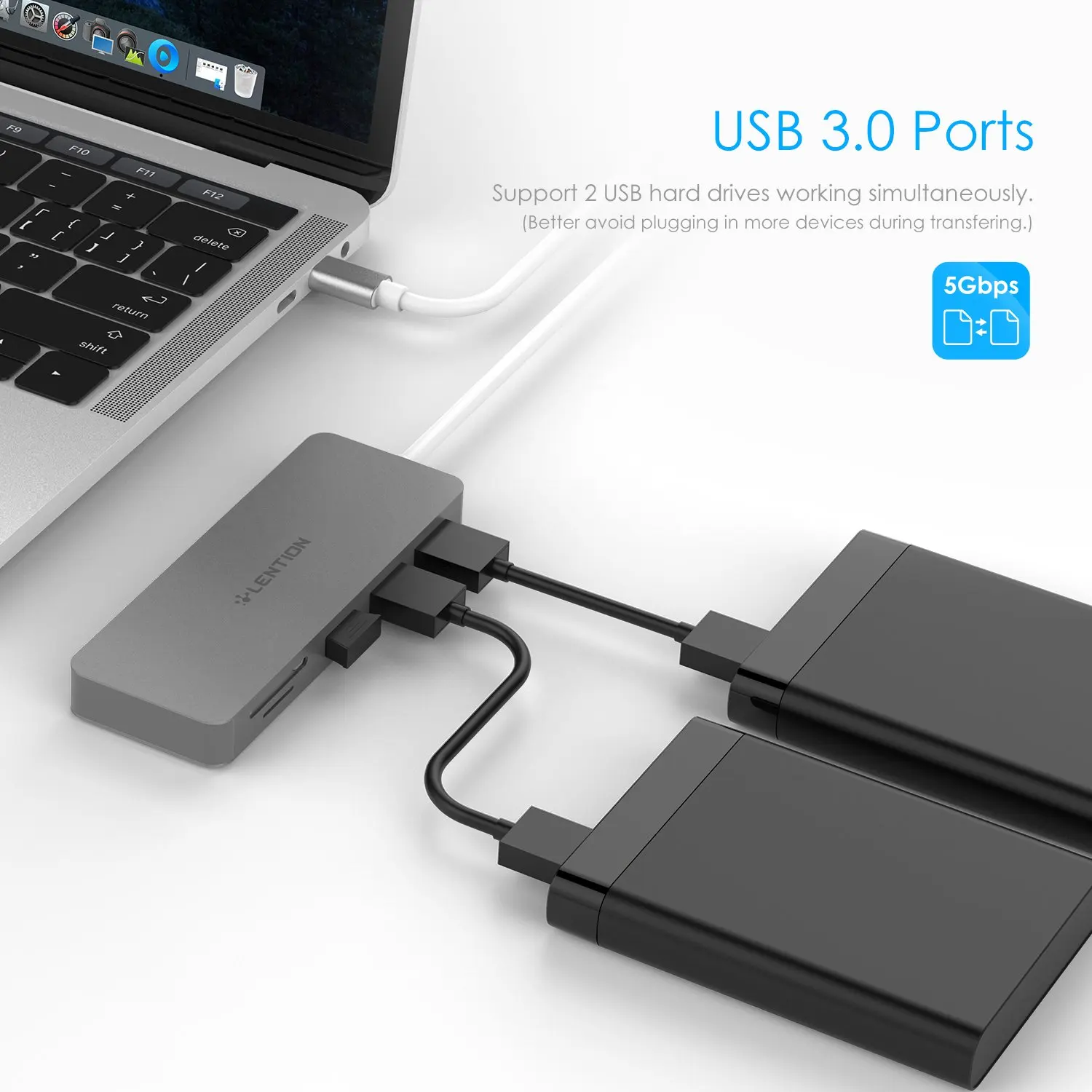 USB-C концентратор с USB 3,0 портами и SD/TF кард-ридер совместимый MacBook Air,- MacBook Pro, многопортовый адаптер type C