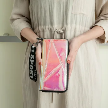 

Bright Surface Laser Wallet Long Style for Women New Korean Fashion Large Capacity Zip Wallet