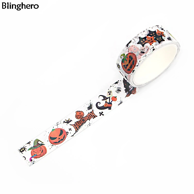10 шт./компл. Blinghero 15 мм х 5 м Хэллоуин лента Washi Прохладный изоляционная лента Скотч для монтажа светодиодных лампочек мультфильм канцелярские ленты наклейка подарки BH0327