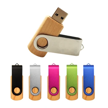 

Wooden +metal Usb Flash Drive 2.0 Memory Stick Pendrive 4GB 8GB 16GB 32GB Pen Drive Flashdrive Custom Logo for Gift Wedding