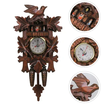 

1pc House Cuckoo Wall Clock Decoration Chic Delicate Retro Wooden Timing Supply Time Device Hanging Timepiece for Room Home