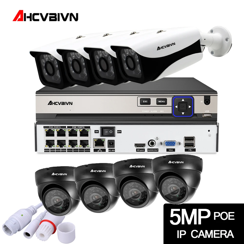 

H.265+ 5MP CCTV Security IP Camera System POE NVR 8CH 5MP With 8PCS Waterproof IP66 IP Camera CCTV Video Surveillance Kit 2TB HD