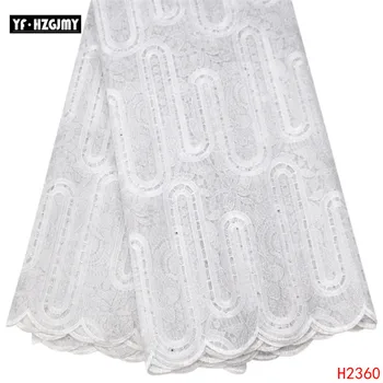 

YF HZGJMAY African Lace Fabric High Quality Nigerian Cotton Laces Rhinestones White&Orange&Purple French Cord Lace Fabric HA2360