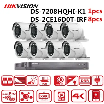 

Hikvision Original 8CH DVR 1080P KIT Surveillance Video Recorder DS-7208HQHI-K1 1080P Bullet Analog Camera DS-2CE16D0T-IRF