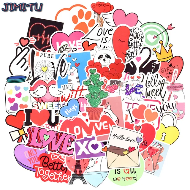 50Pcs Cute Heart Stickers Packs Shannon Sticker