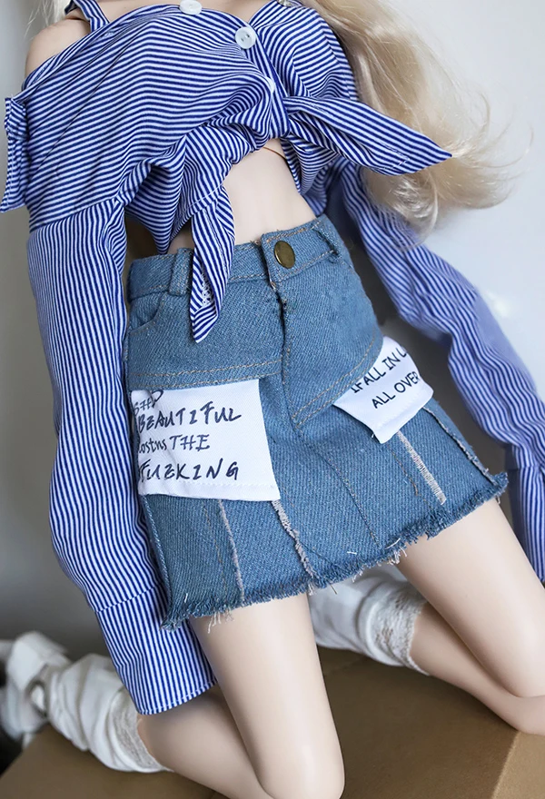 D01-P710 Doll handmade clothes 1/4 1/3 uncle MSD SSDF SD doll Accessories Stitched letter pocket denim skirt 1pcs | Игрушки и хобби