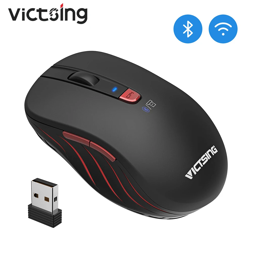 

VicTsing PC120 Bluetooth 4.0 Wireless Dual Mode Mouse 2.4G 2400 DPI 6 Buttons Portable Ergonomic Mice For PC Laptop Computer