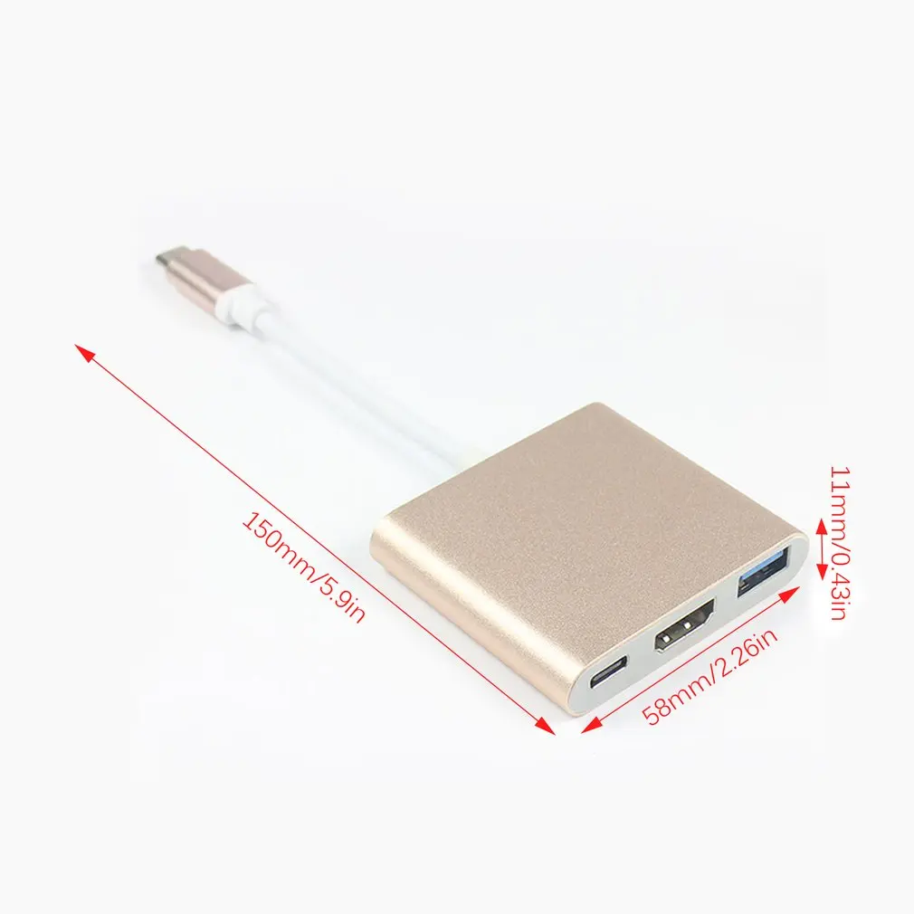 3 в 1 USB-C к HDMI кабель конвертер для Apple Macbook USB 3,1 Thunderbolt 3 type C переключатель к HDMI 4K концентратор адаптер кабель 1080P