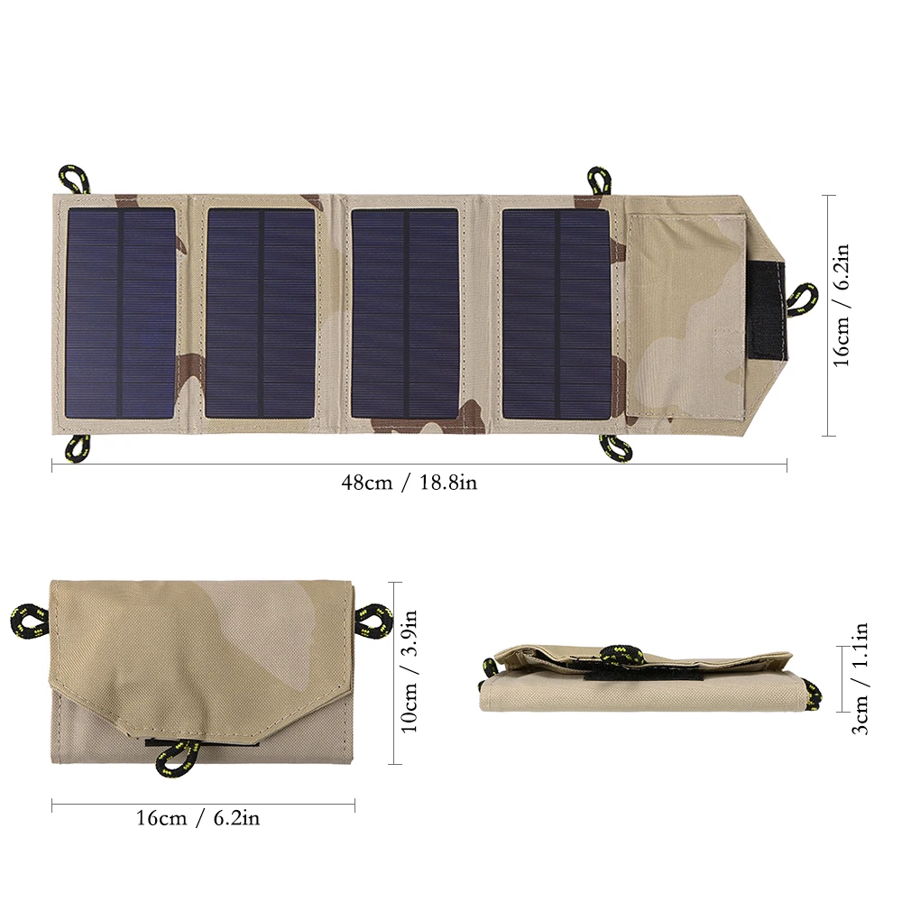 Складной SunPower 5V 7W складное водонепроницаемое зарядное устройство на солнечных батареях USB выходное устройство портативные солнечные панели для мобильных телефонов