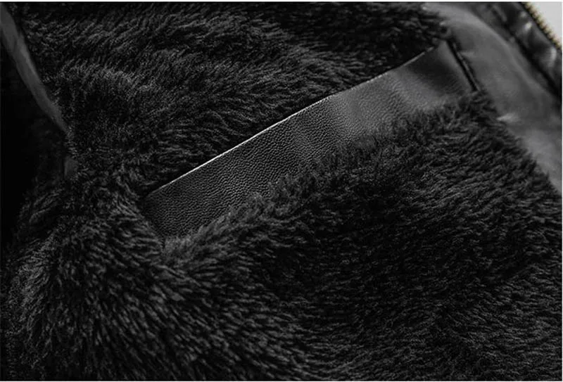 KIOVNO Men Winter Pu Leather Jackets Coats Stand Collar Fleece Lined Motorcycle Faux Leather Jackets Outwear For Male  (10)