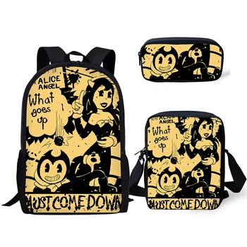 

HaoYun Backpack Kids Book-bags Bendy and the Ink Machine Pattern School Bags Cartoon 3PC/Set Teenagers Shoulder Book Bag Mochila