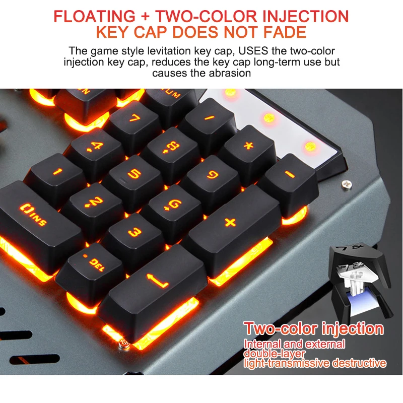 Клавиатура проводная, USB, игровая Мышь 6 цветов RGB светодиодный подсветкой для планшетного компьютера для рабочего стола механические эргономичная клавиатура с подсветкой