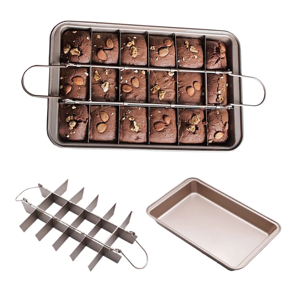 18 Cavity Brownie Cake Baking Tray Tools Non stick Steel Mold Cake