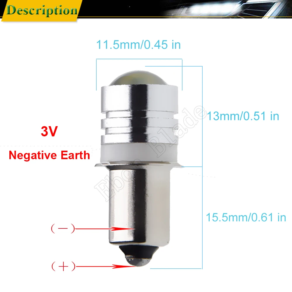 Пара P13.5S PR2 PR3 COB 1 Вт Светодиодный обновленная Лампа Белый для вспышки светильник светодиодный Замена фонарь рабочий светильник лампа 3V 6V 12V 18V 24V 30V - Испускаемый цвет: 3V DC