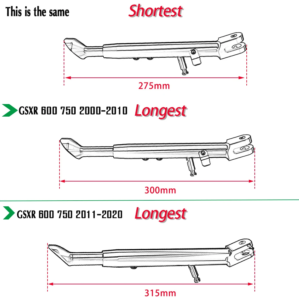 Motorcycle Kickstand Side Stand Adjustable For Suzuki GSXR600 GSXR750 2000-2010 GSXR GSX-R 600 750 2011-2021 2020 2019 2018 2017 images - 6