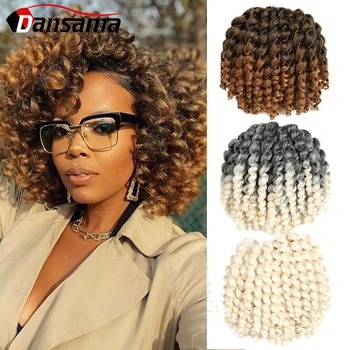 

DANSAMA 8inch Ombre Jumpy Wand Curl Crochet Braids Jamaican Bounce Curl Synthetic Crochet Hair Extension for Black 22strands