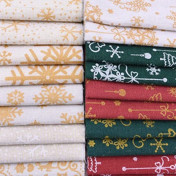 

10pcs Christmas Series Cotton Linen Cloth 20*20cm Christmas Snowflake Pattern Fabric Patchwork For DIY Sewing Quilting Materials