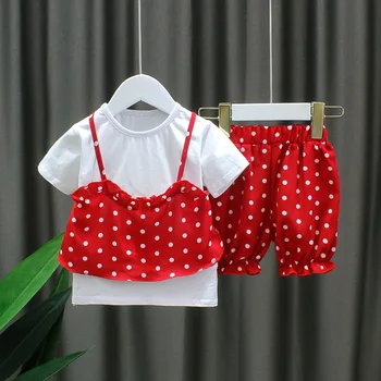 

Fashion summer girls clothes 2pcs cute Dot Girl Outfits 0-2Years Kids Baby Girls Clothes Sets Cute girls clothes