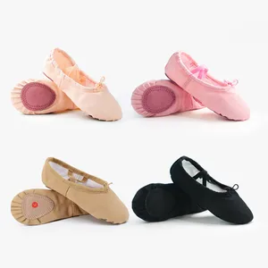 Мягкие балетные туфли для тренировок, из дети, девочки хлопка