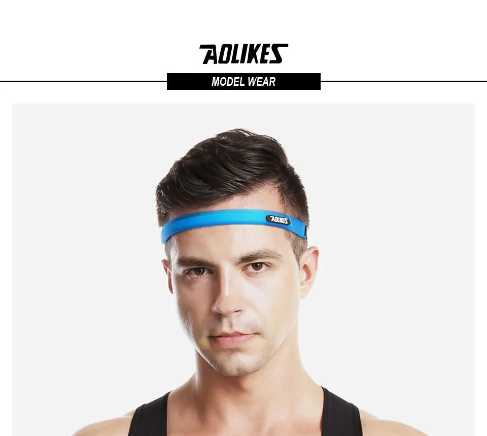 AOLIKES Elastic Head Sweatband Soft Silicone Running Yoga Cycling Sweat Band For Men Women Fitness Basketball Tennis Headband