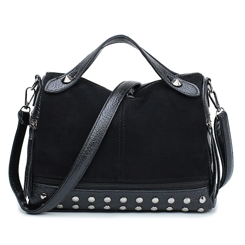Black Shoulder Bags Сумка женская сумка через плечо из искусственной кожи модные заклепки сумки почтальоны женские новые женские сумки известный дизайнер бренда Handba - Цвет: Black Shoulder Bags