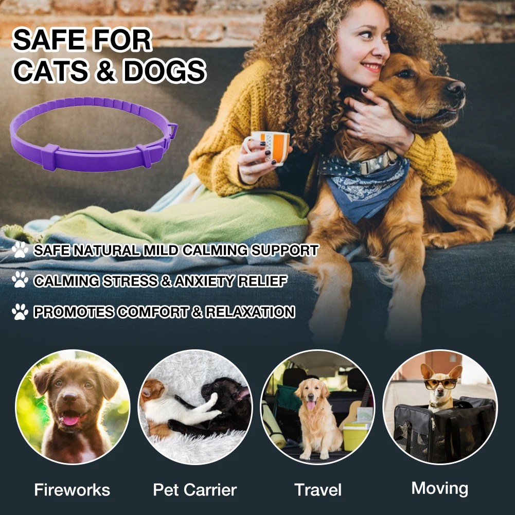Pet Calm Collar Cat Dog Soothe Adjustable TPR Neck Strap Relieve Anxiety Remove