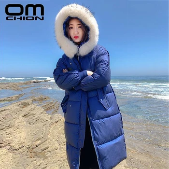 

OMCHION 2019 Casual Winter Jacket Women Warm Thicken Snow Wear Female Parka Hooded Faux Fur Wadded Outwear Ladies Coat LMJ94