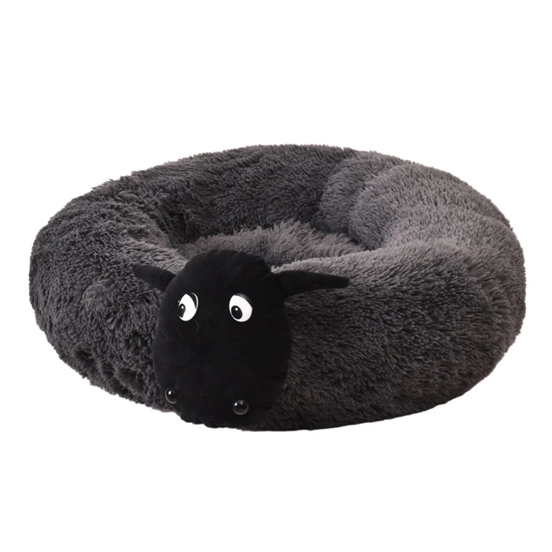 Dark gray Urijk удобное плюшевое круглое гнездо для питомца, теплая мягкая спальная кровать для кошки, маленькая собачка, подушка для щенка, зимний домик для питомца M/L/XL/XXL, 1 шт - Цвет: Dark gray