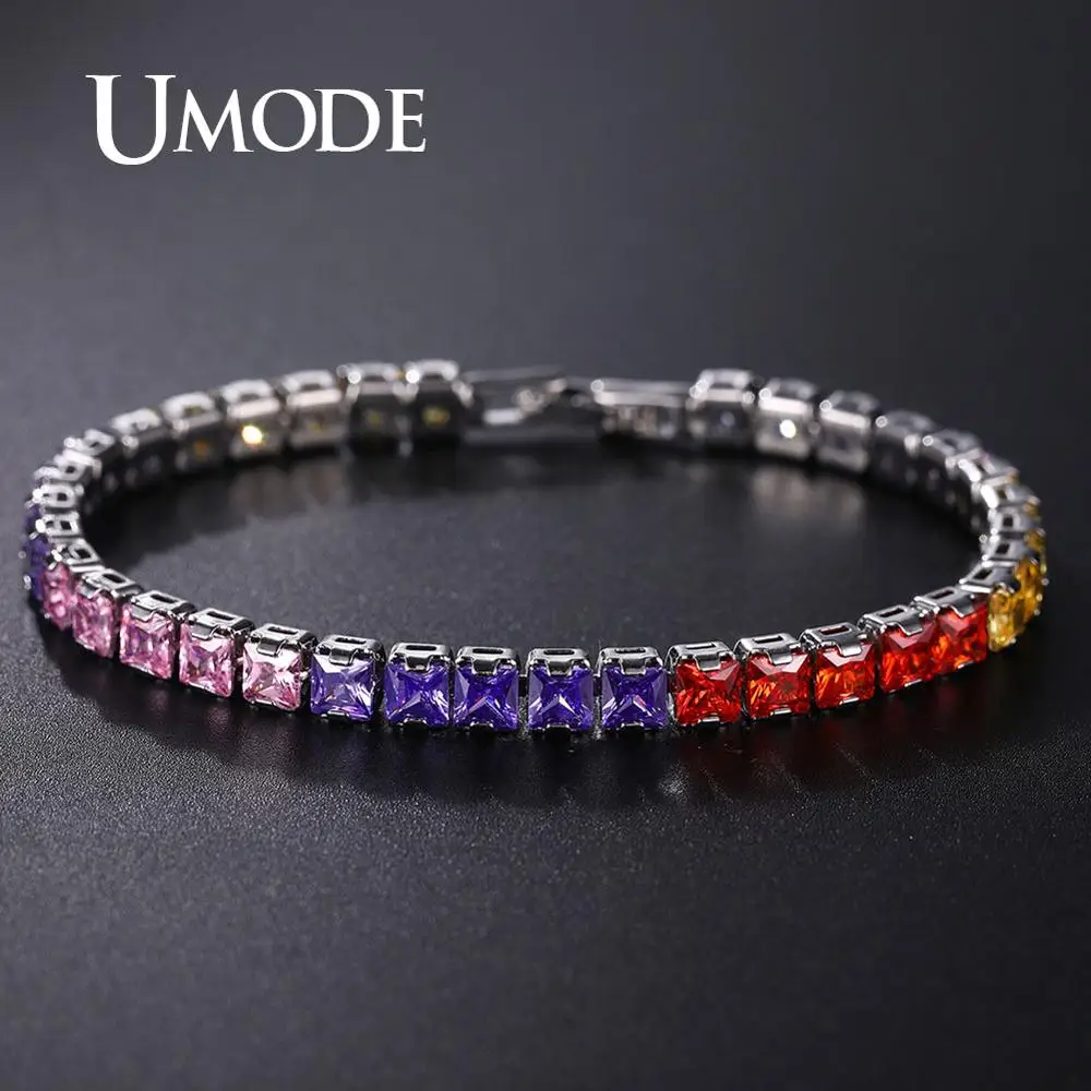 UMODE модные хрустальные круглые теннисные браслеты для женщин свадебный кулон браслет и браслеты Mujer массивные ювелирные изделия UB0178E