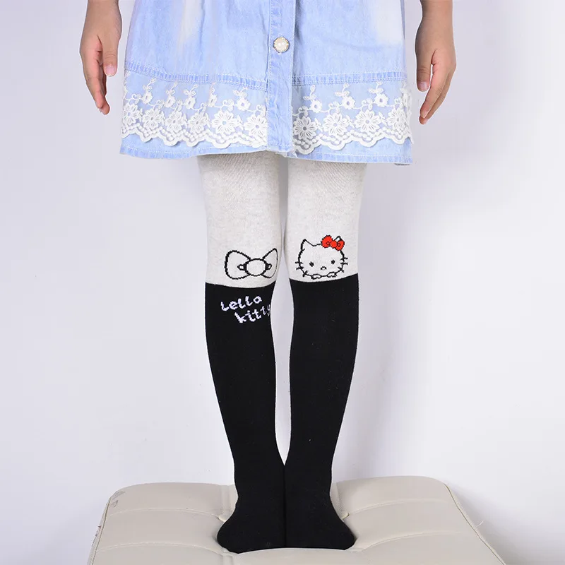 Чулки для девочек; модные колготки с милым рисунком кота; детские колготки для девочек - Цвет: KT griege