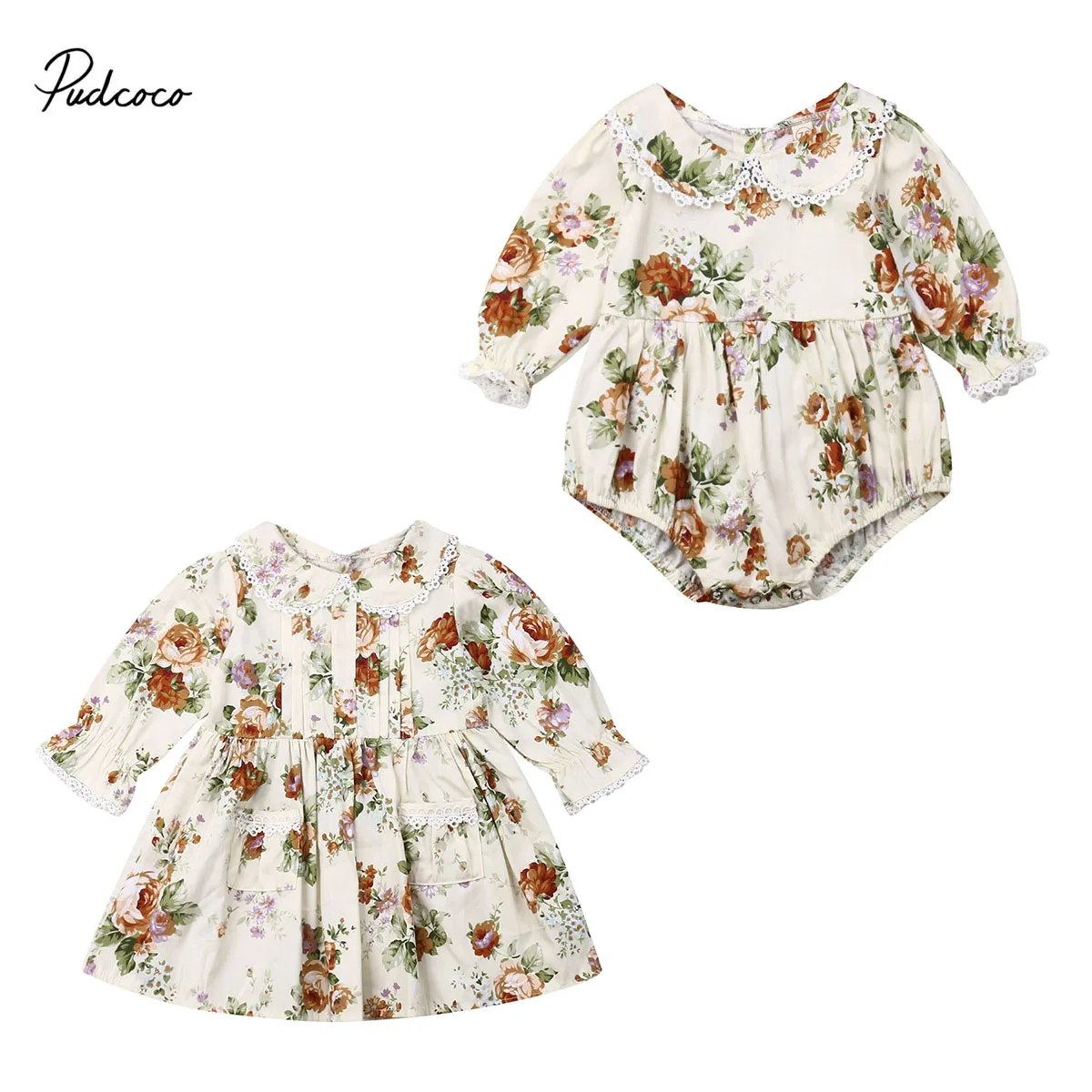 

0-24M 1-5T Little/Big Sister Family Matching Clothes Kid Girl Floral Romper Dress Outfit High Quality Soft Cotton Fashion