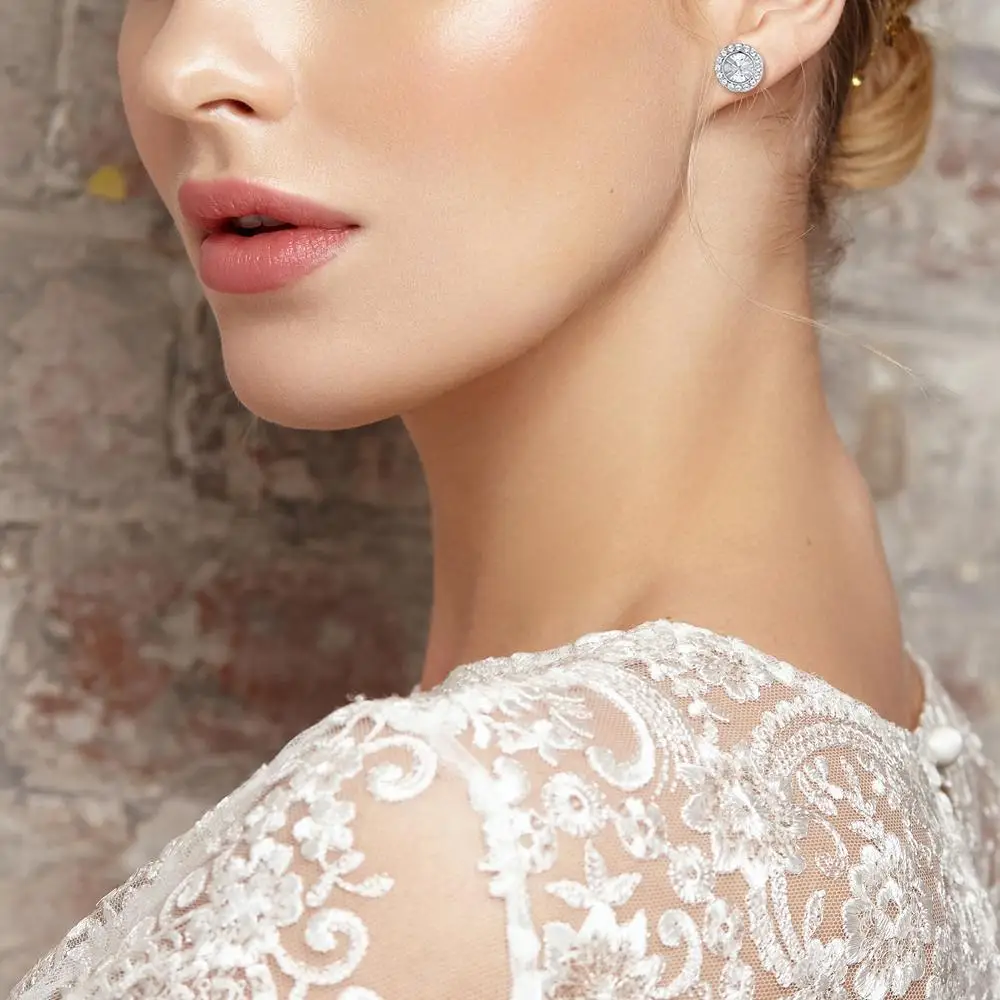 CDE минималистичные серебряные серьги с верхними кристаллами круглой формы