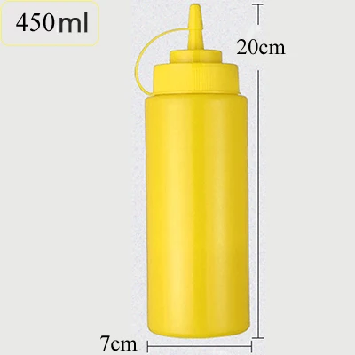 Yellow-450ml Выдавливаемые бутылки для приправ с закручивающейся крышкой крышки кетчуп горчица Майо горячие соусы оливковое масло бутылки кухонный гаджет - Цвет: Yellow-450ml
