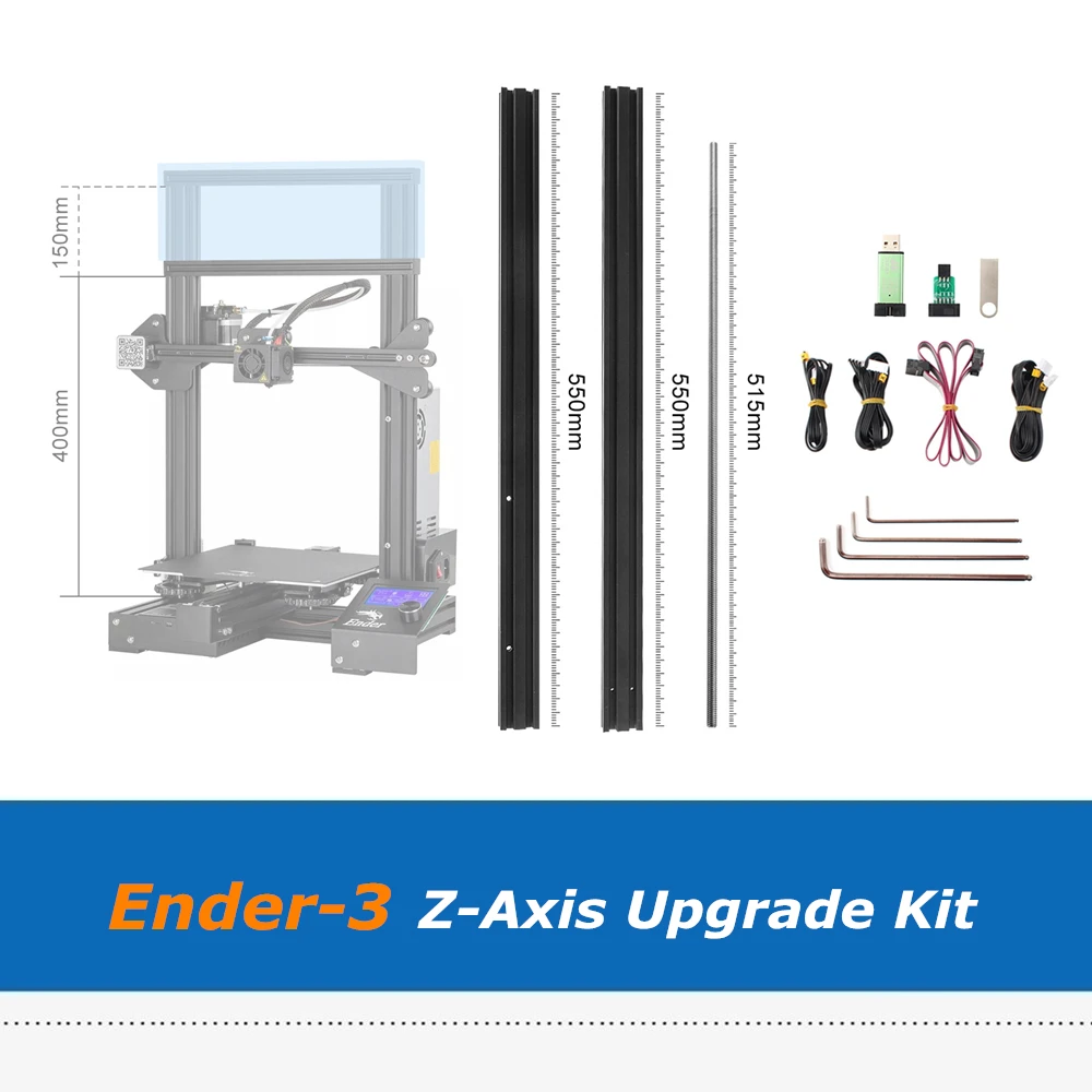 Senmubery Ender 3 Z-Axis Upgrade Kit 55CM Aluminum Frame and Lead Screw Enlarging 15CM Printing Space for Ender 3/