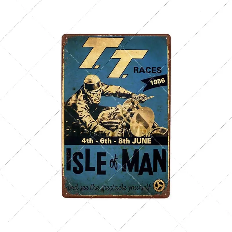 9101004 Retro TT Isle of Man Metal Tin Signs Vintage Motorcycles Poster Races Plaque Pub Bar Garage Wall Art Decor 20x30cm - Цвет: 9101004