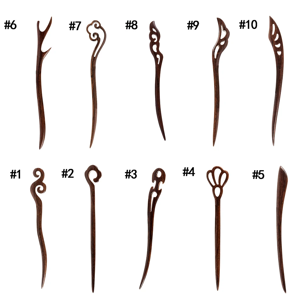 1 шт., Ретро стиль, сандаловое дерево, ручная работа, черное дерево, резные, коническая палочка для волос, палочка для волос, Шпилька для женщин, стильные аксессуары для волос, инструменты