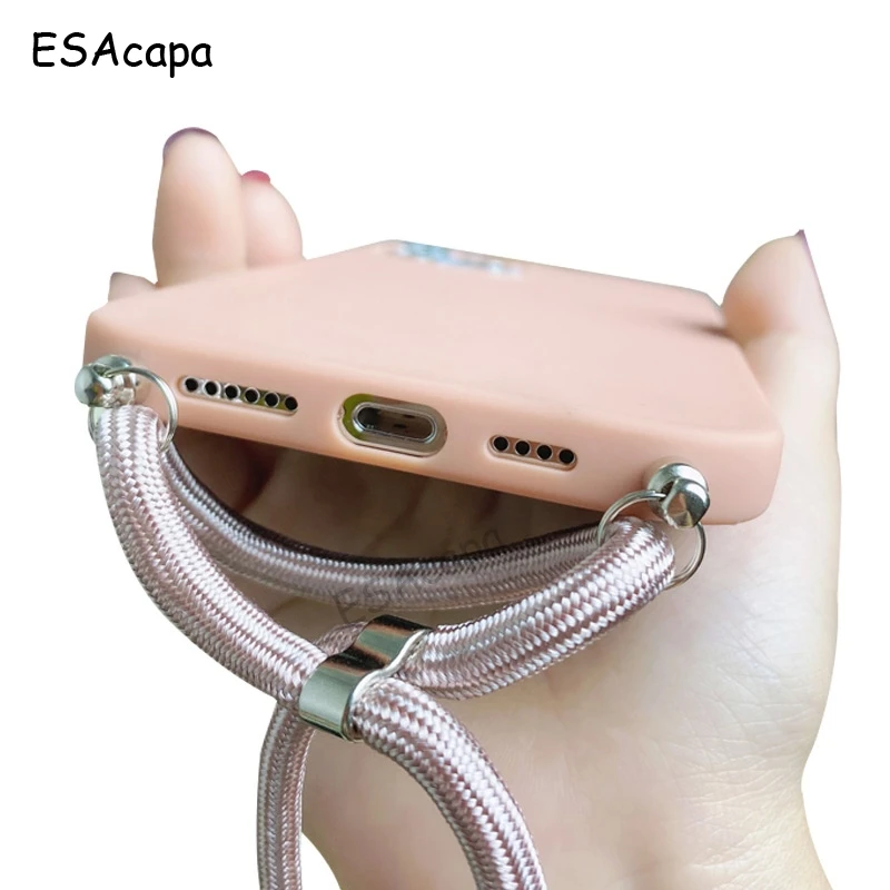 Versatile Crossbody Necklace Lanyard Silicone Matte Phone Case